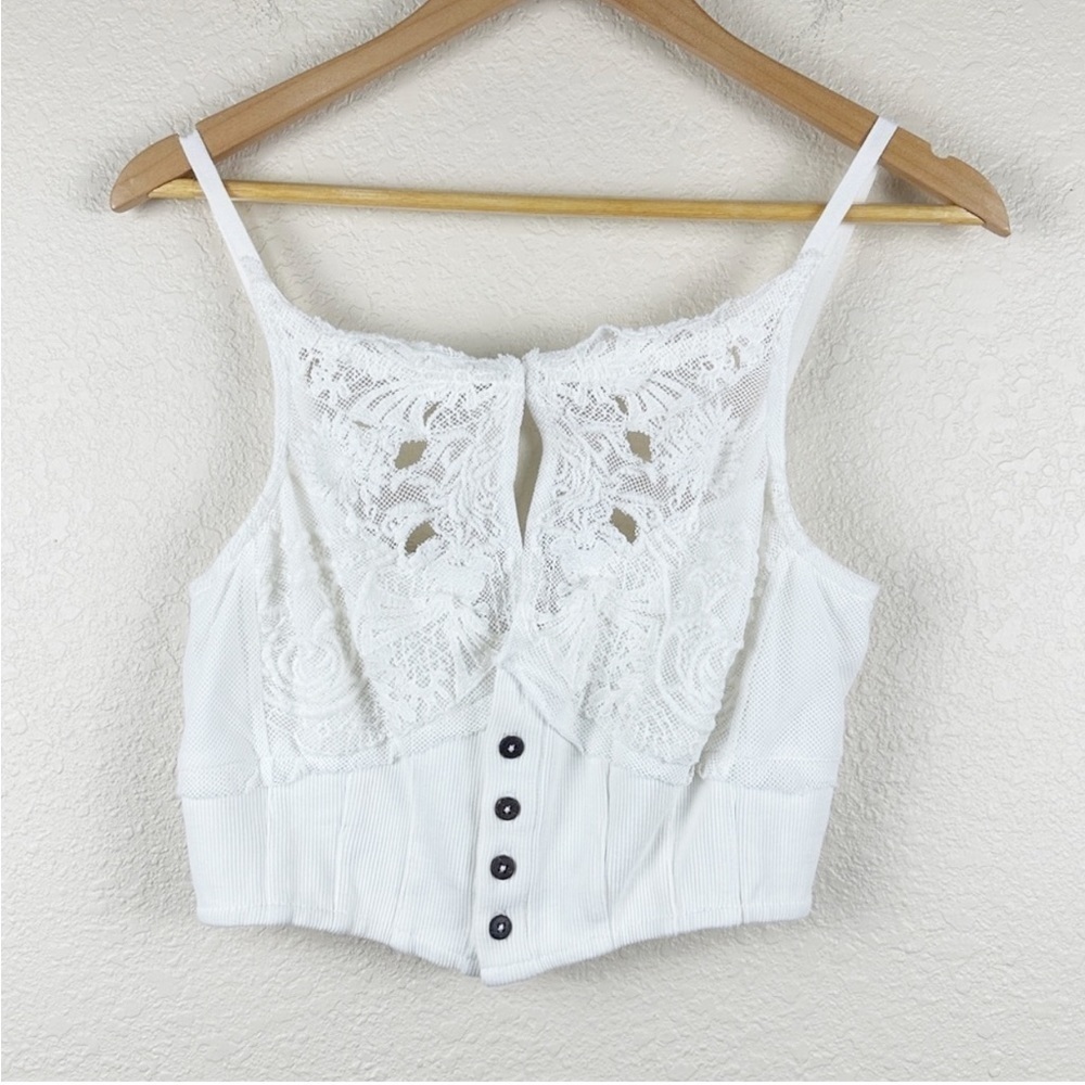 Free People Have My Heart Cropped‎ White Top Size Medium Women